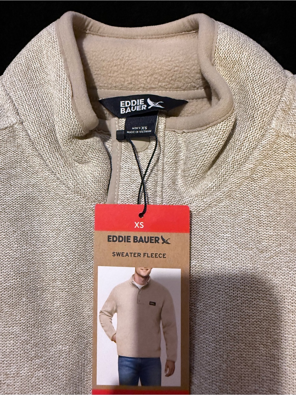 Eddie Bauer Men's Tan Half-Zip Sweater Fleece